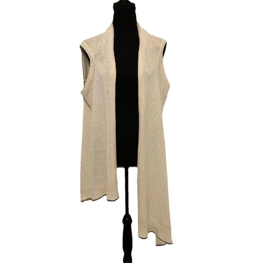 Eileen Fisher Beige Cardigan Wrap Vest Lagenlook Asymmetrical Size XXS
